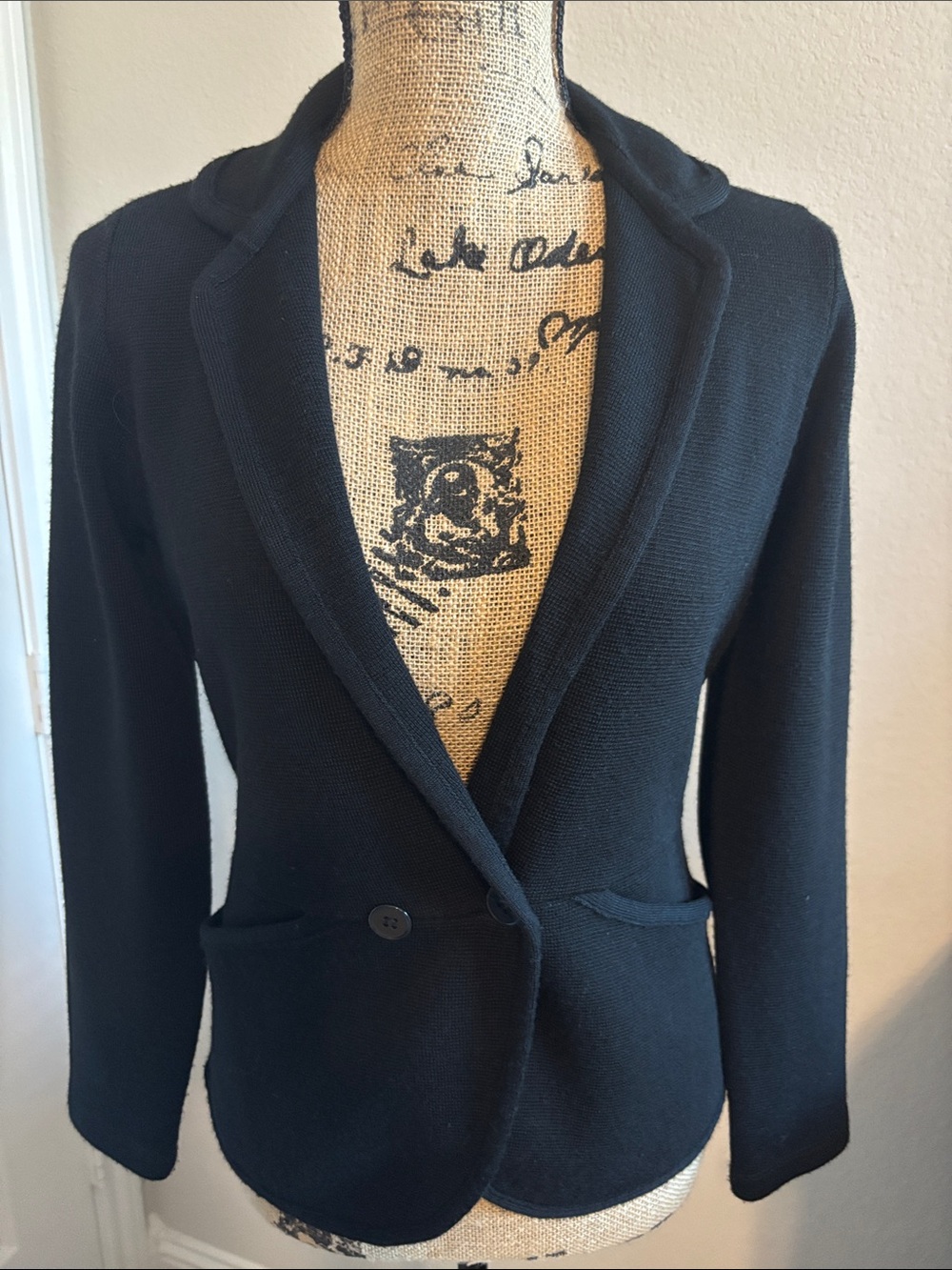 Halogen Black Knit Blazer with Single Button